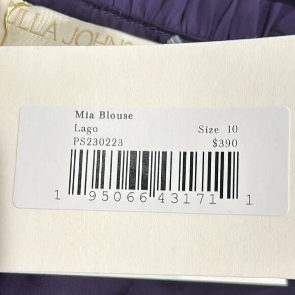 NWT ULLA JOHNSON Mia ruched ruffled satin top Purple Size 10 - Picture 12 of 16